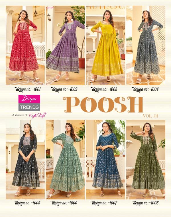 Diya Trends Poosh Vol 1 Rayon  Fancy Designer Gown Collection